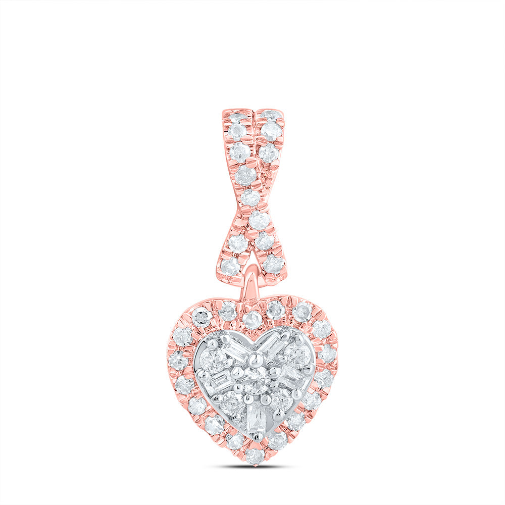 10kt Rose Gold 1/5 Cttw Natural Diamond Fashion Heart Pendant