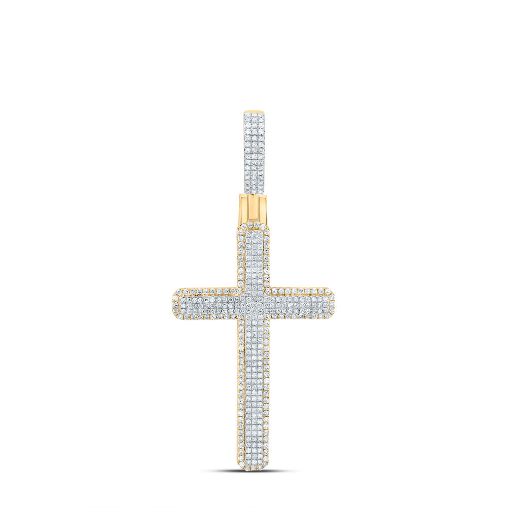 10kt Yellow Gold 1 1/4 Cttw Natural Diamond Cross Pendant