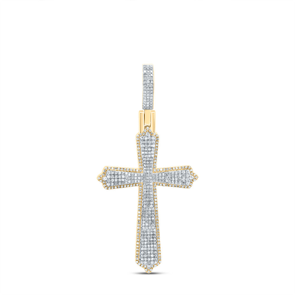 10kt Yellow Gold 1 1/5 Cttw Natural Diamond Cross Pendant