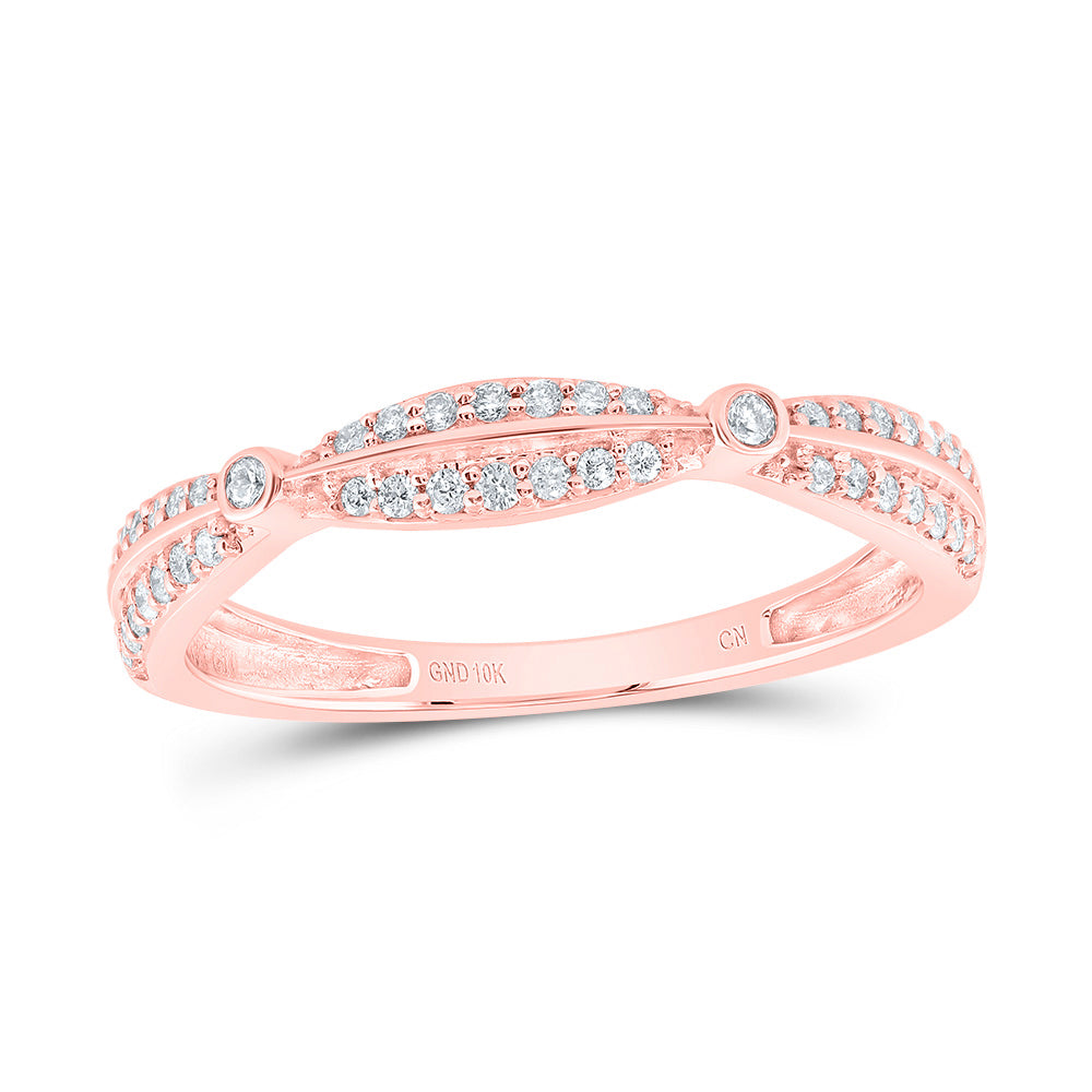 10kt Rose Gold 1/5 Cttw Natural Diamond Bridal Wedding Engagement Anniversary Ring, Women Size: 5-9