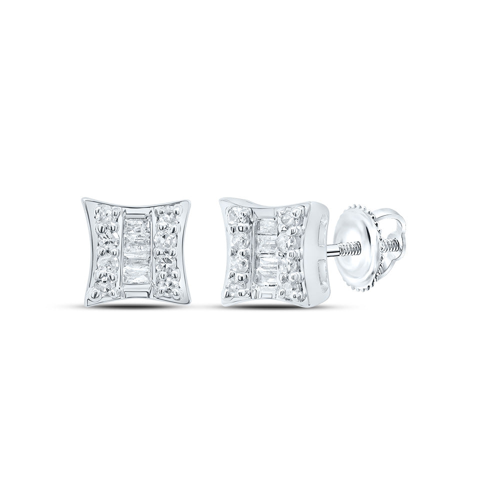 10kt White Gold 1/8 Cttw Natural Diamond Kite Earrings