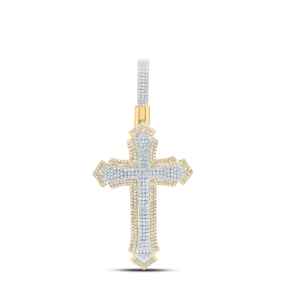 10kt Yellow Gold 1 1/3 Cttw Natural Diamond Cross Pendant