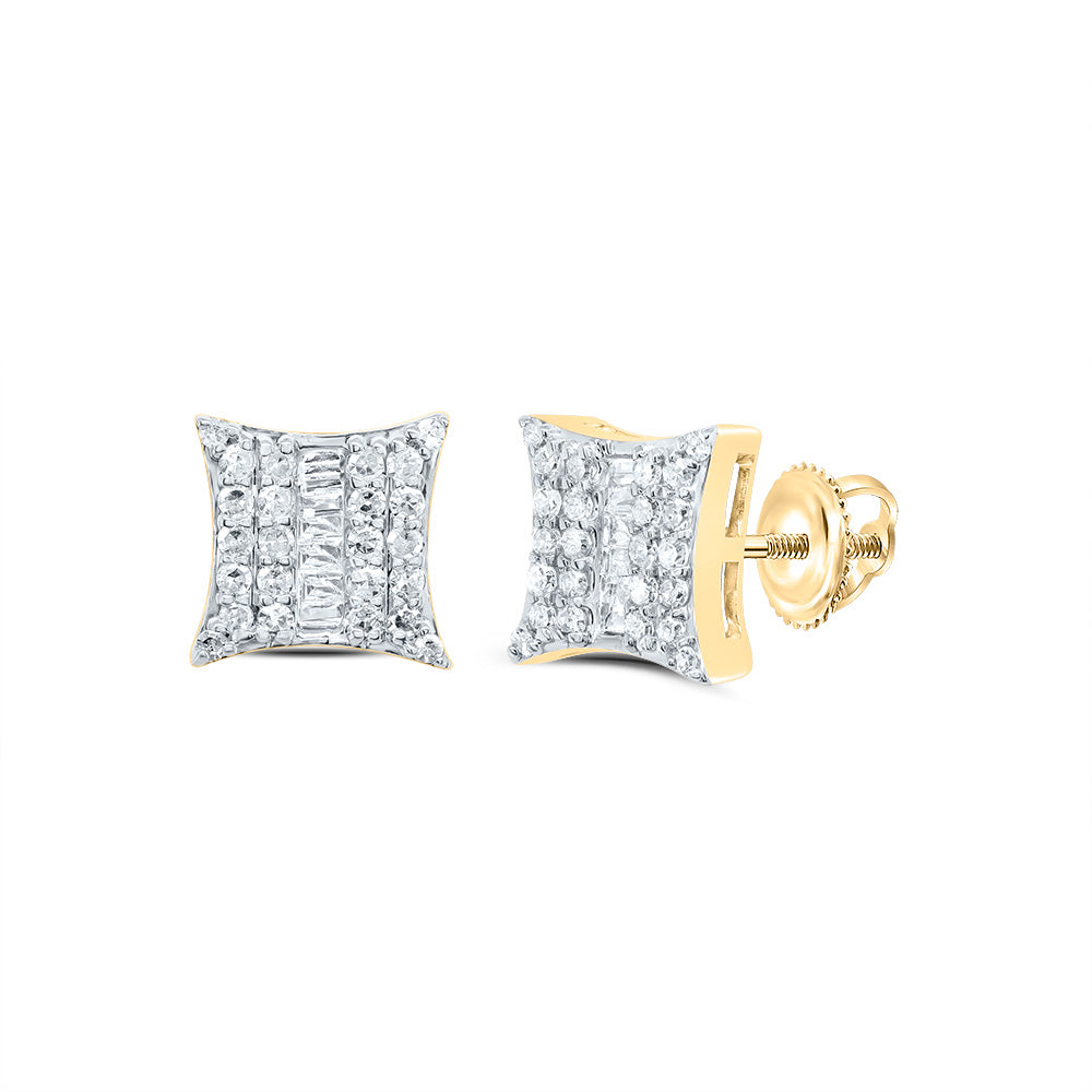 10kt Yellow Gold 1/3 Cttw Natural Diamond Square Stud Earring