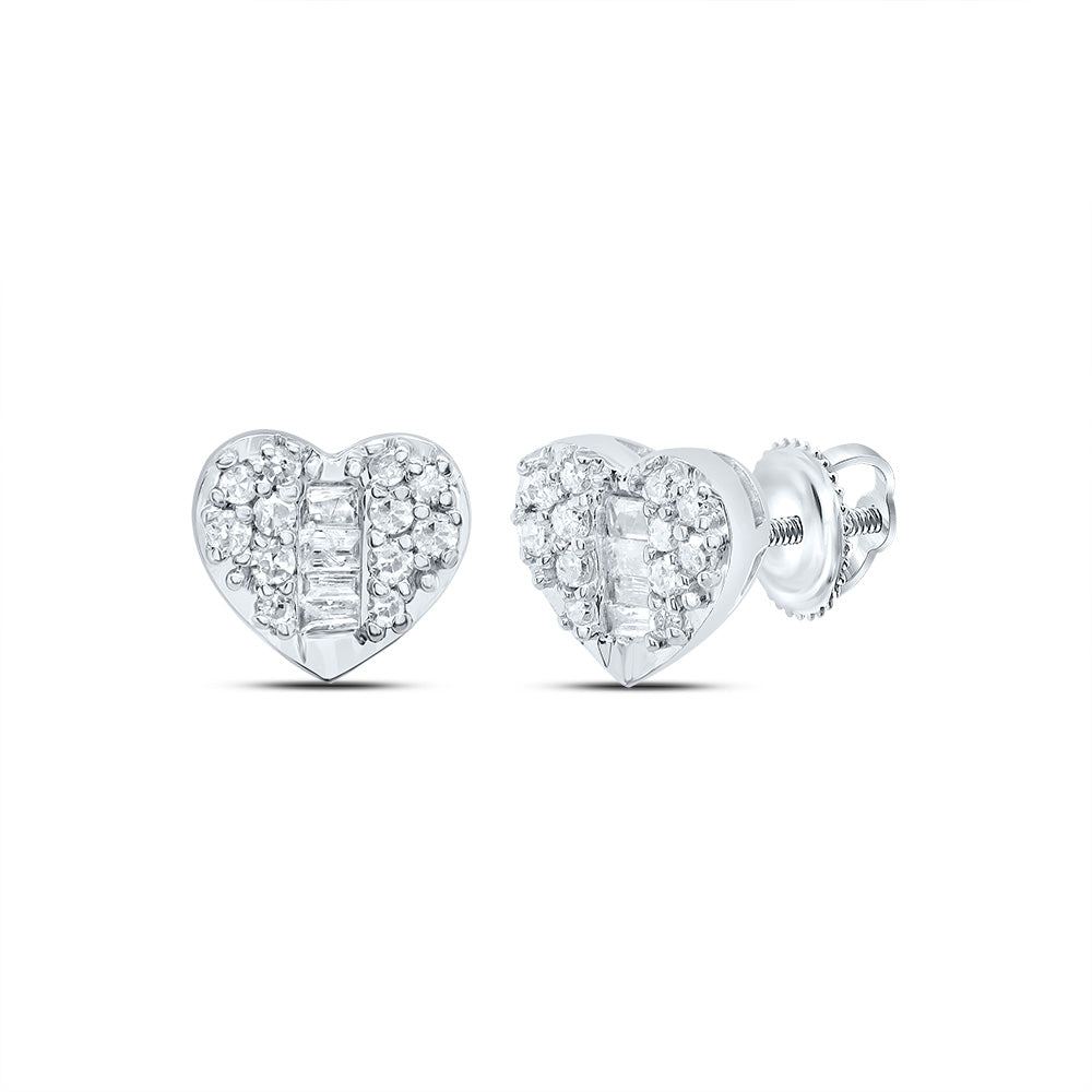 10kt Yellow Or White Gold Natural Diamond Heart Earrings