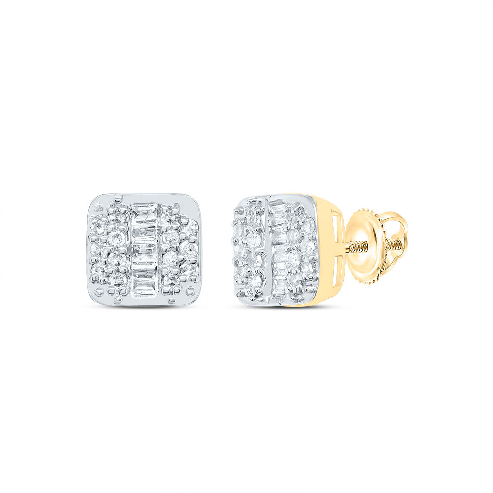 10kt Yellow Gold 1/8 Cttw Natural Diamond Cushion Stud Earring