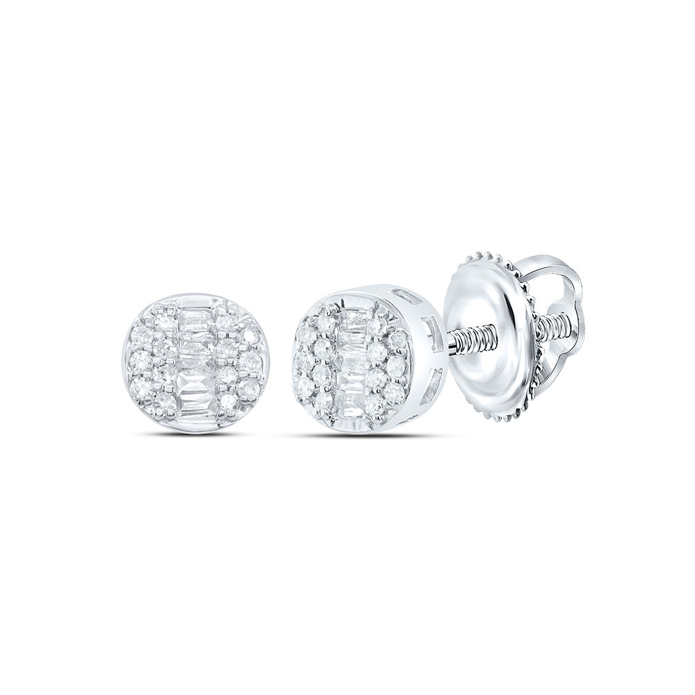 10kt White Gold 1/6 Cttw Natural Diamond Round Stud Earring