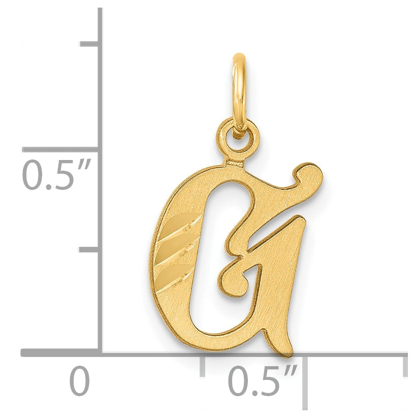 14K Yellow Gold Diamond-cut Letter G Initial Charm