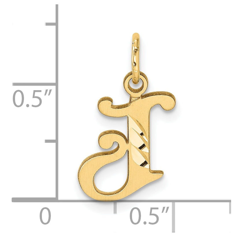 14K Yellow Gold Diamond-cut Letter J Initial Charm