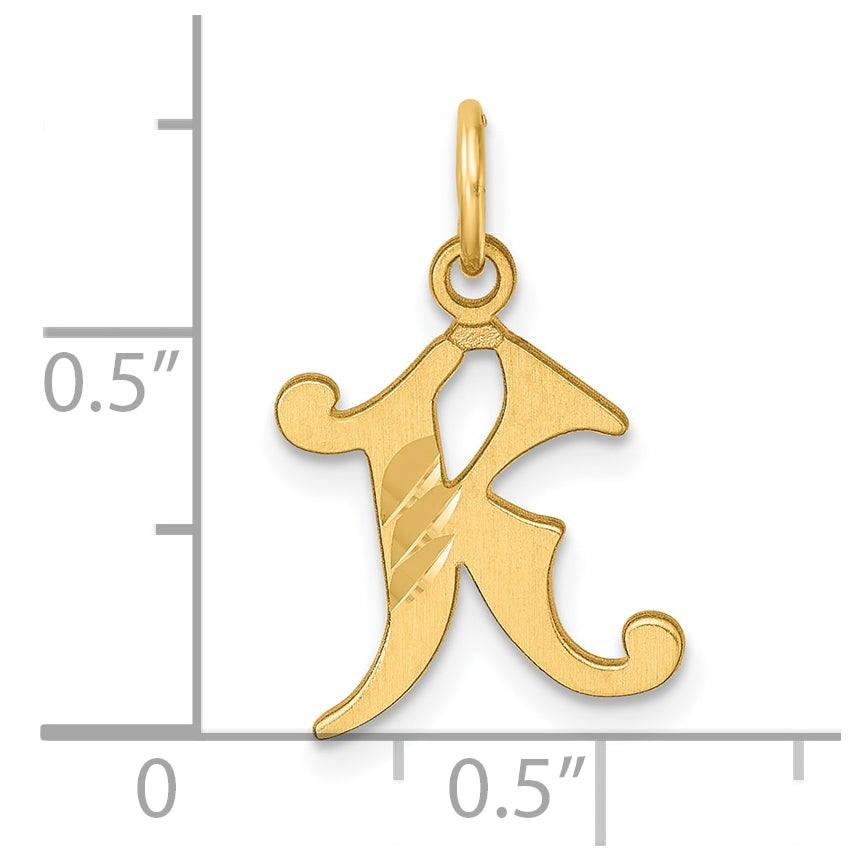 14K Yellow Gold Diamond-cut Letter K Initial Charm
