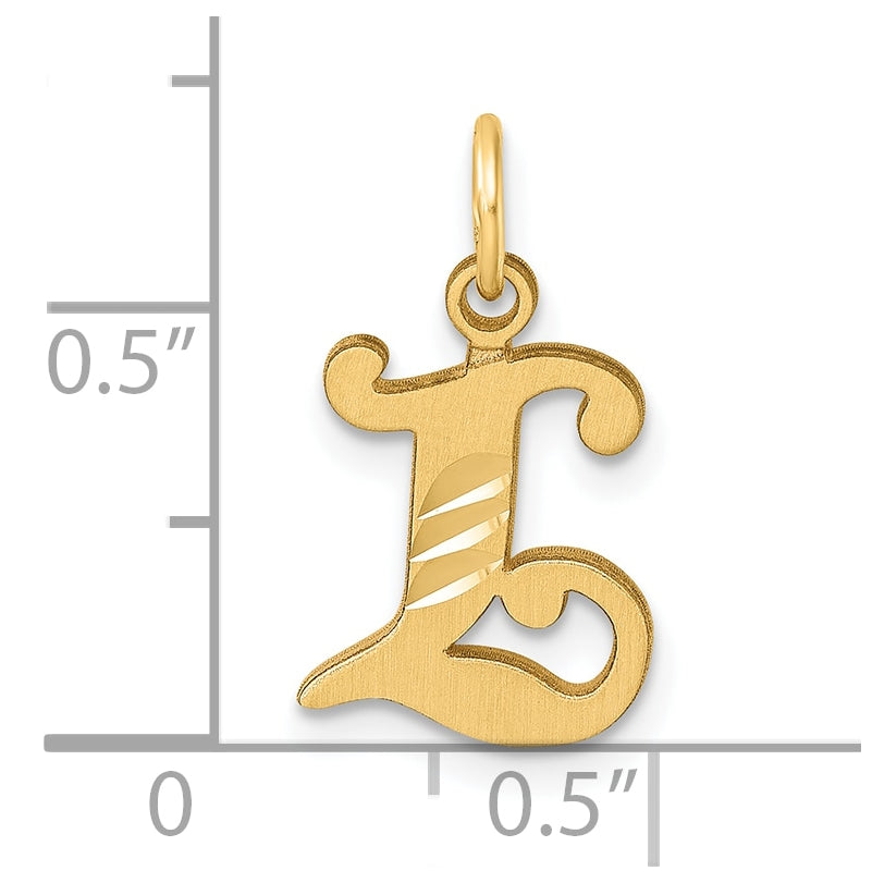 14K Yellow Gold Diamond-cut Letter L Initial Charm