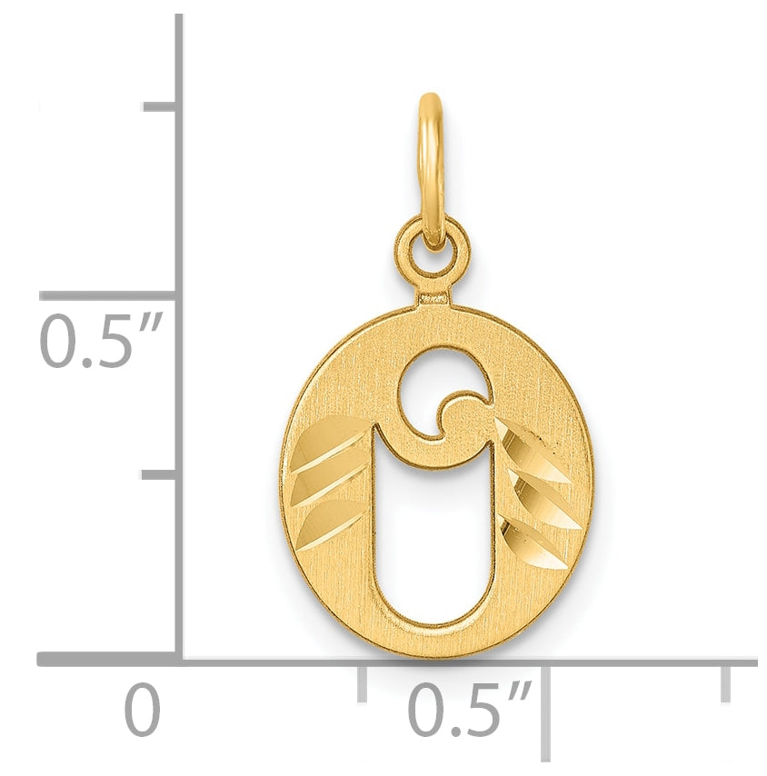 14K Yellow Gold Diamond-cut Letter O Initial Charm