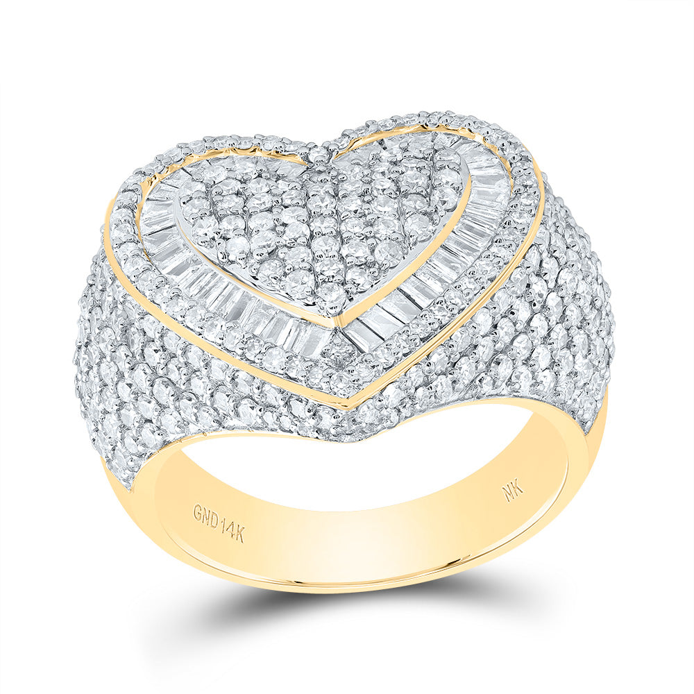 14K Yellow Gold 2 1/5Ctw Natural Diamond Fashion Heart Ring