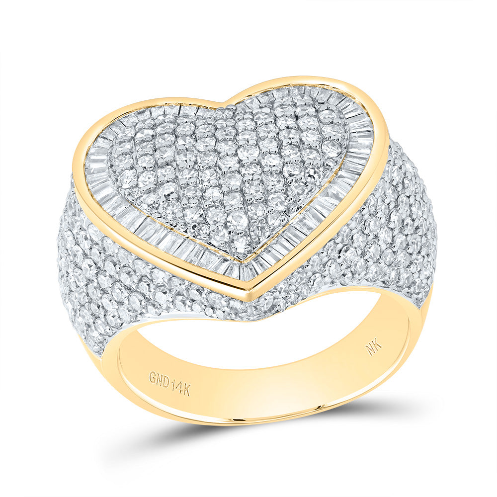 14K Yellow Gold 2 1/5Ctw Natural Diamond Fashion Heart Ring