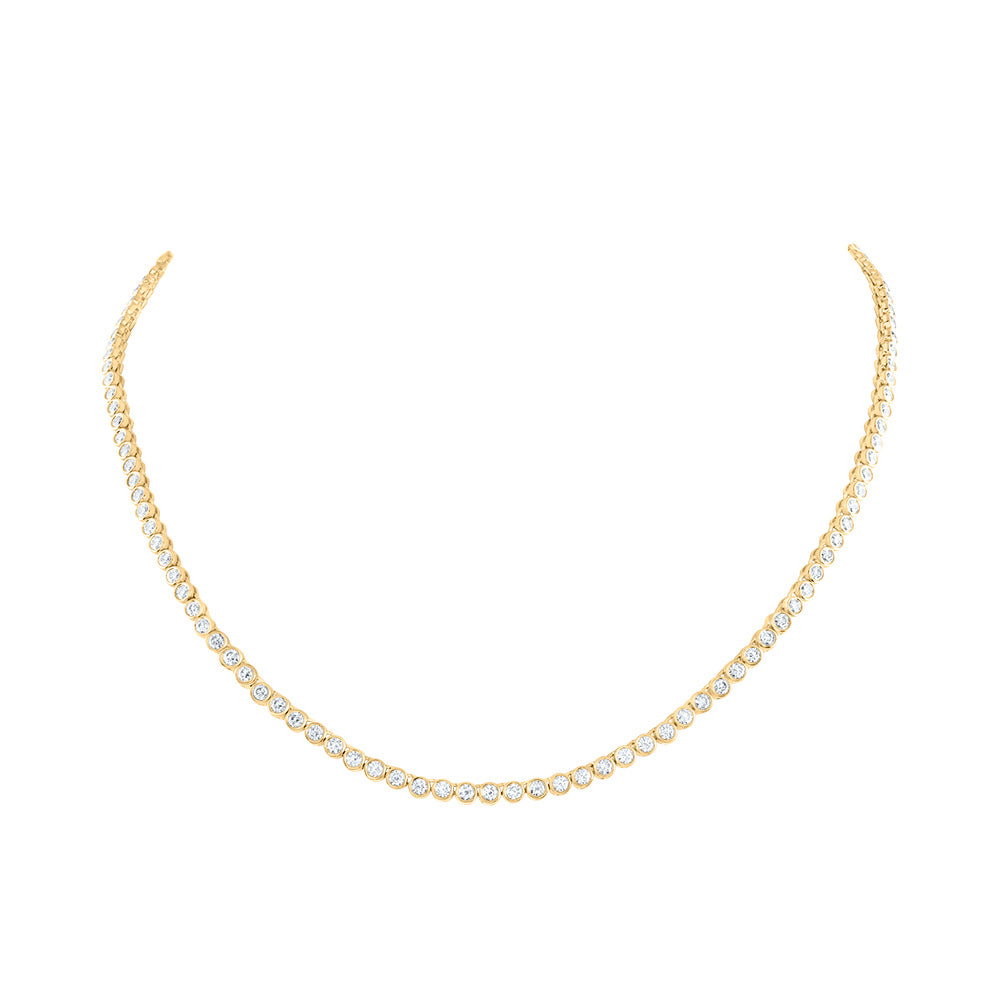 14kt Yellow Gold 4 1/2 Cttw Natural Diamond Bezal Set Fashion Necklace, Length: 16 Inch