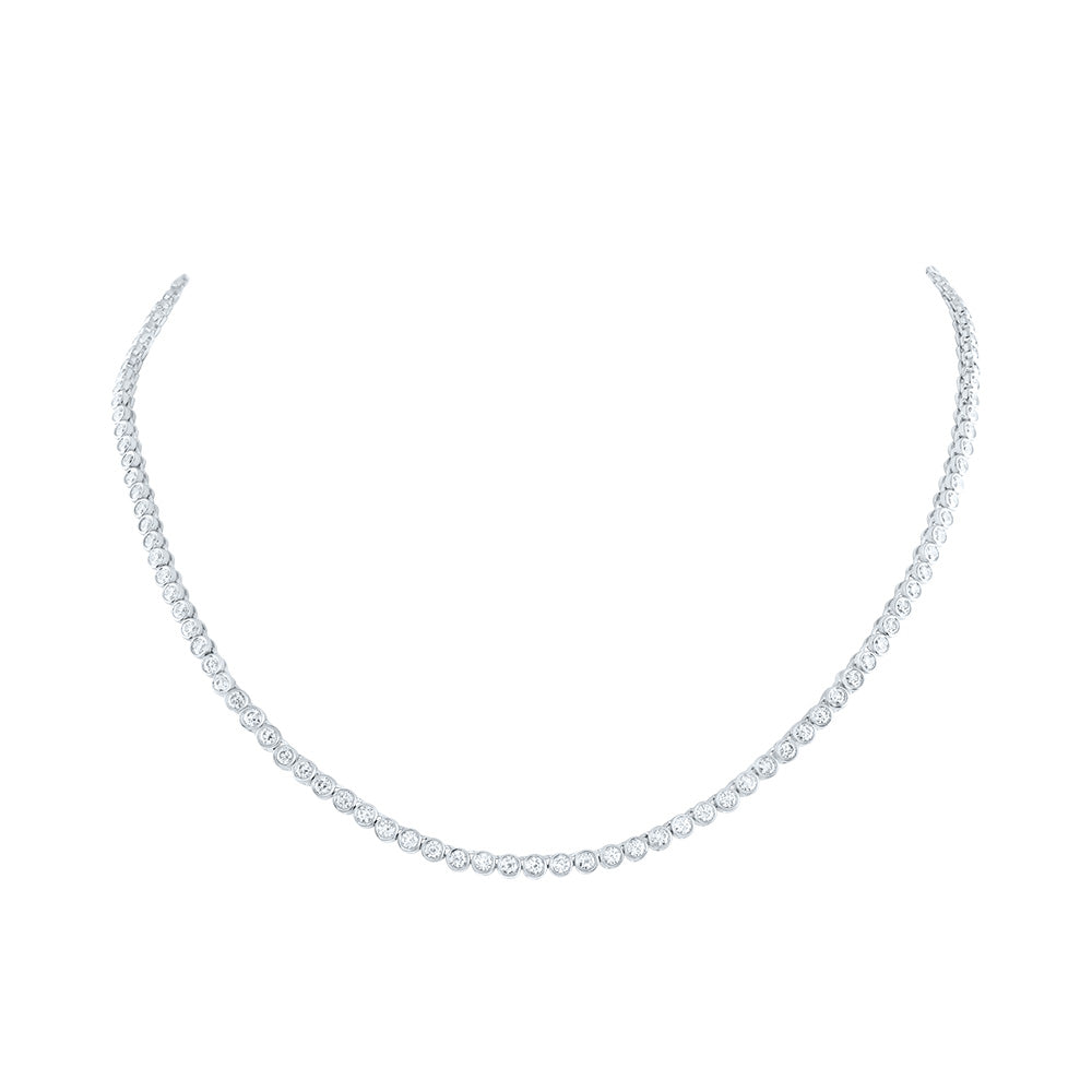 14kt White Gold 4 1/2 Cttw Natural Diamond Bezal Set Fashion Necklace, Length: 16 Inch