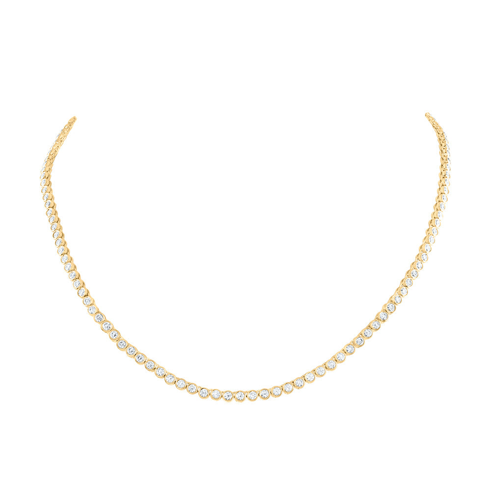 14kt Yellow Gold 5 Cttw Natural Diamond Bezal Set Fashion Necklace, Length: 18 Inch