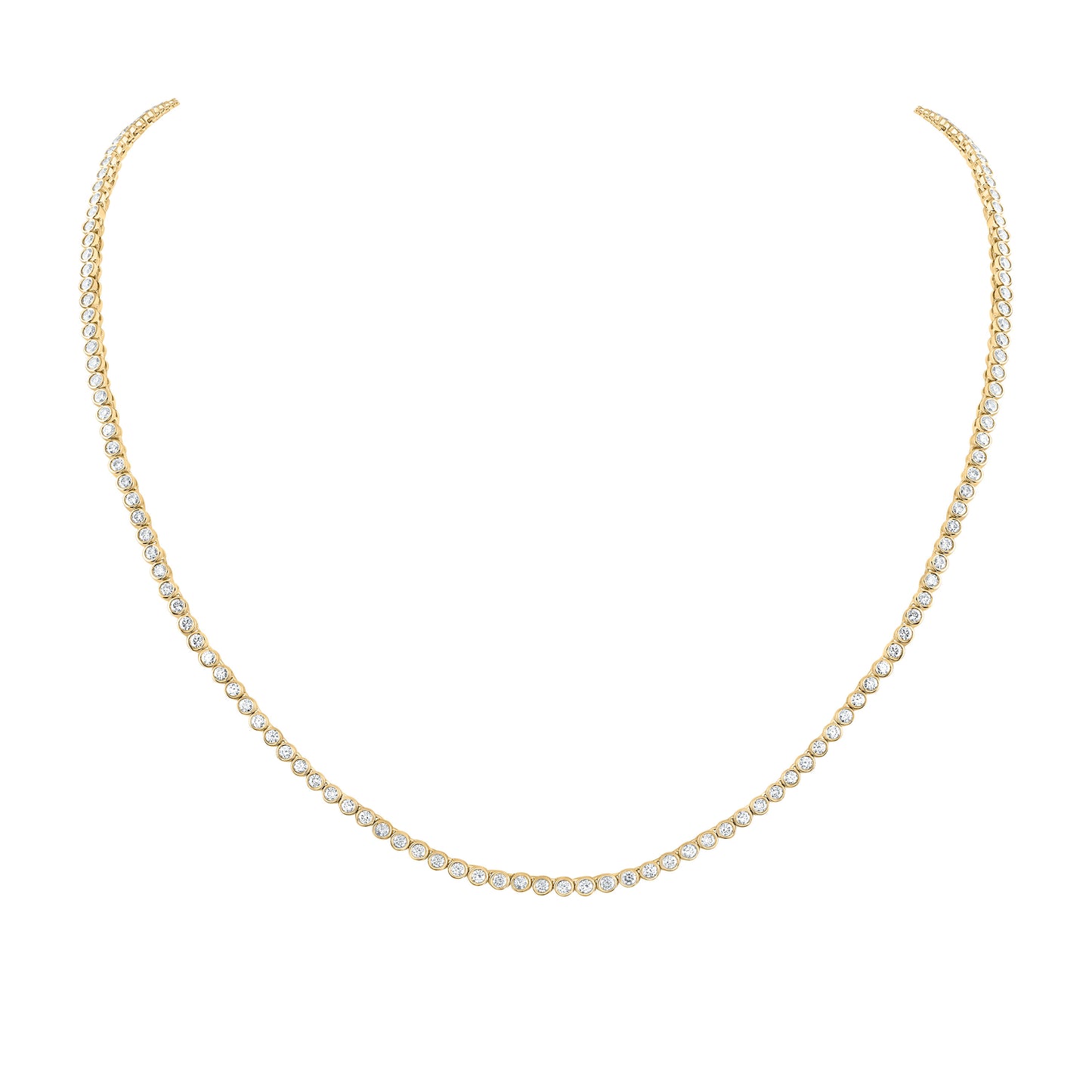 14kt Yellow Gold 5 7/8 Cttw Natural Diamond Bezal Set Fashion Necklace, Length: 20 Inch