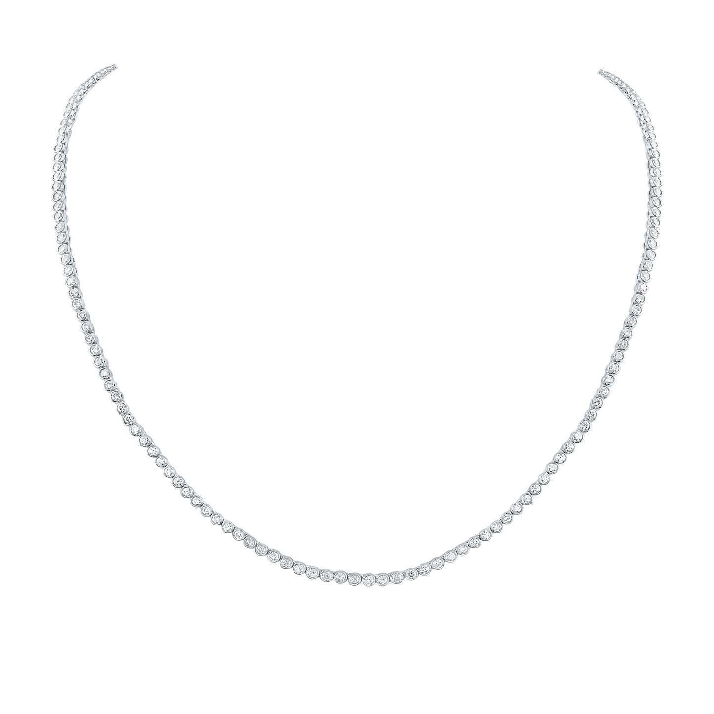 14kt White Gold 5 7/8 Cttw Natural Diamond Bezal Set Fashion Necklace, Length: 20 Inch