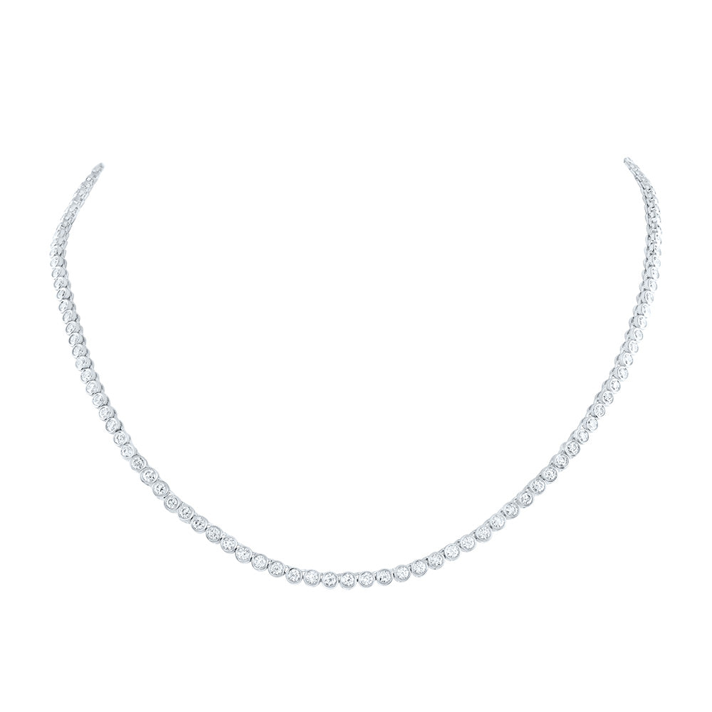 14kt White Gold 6 3/8 Cttw Natural Diamond Bezal Set Fashion Necklace, Length: 22 Inch