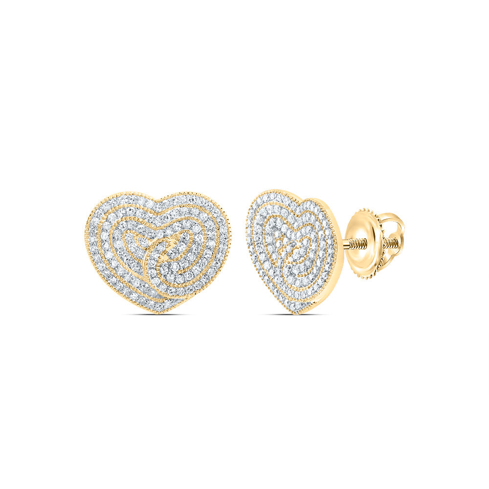 14kt Yellow Gold 1 1/4 Cttw Natural Diamond Fashion Heart Stud Earring