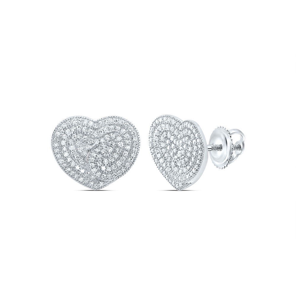 14kt White Gold 1 1/4 Cttw Natural Diamond Fashion Heart Stud Earring