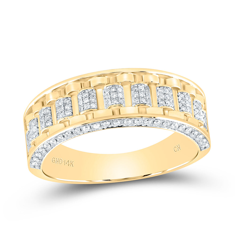 14kt Yellow Gold 3/8 Cttw- Natural Diamond Mens Band, Men Size: 8-12