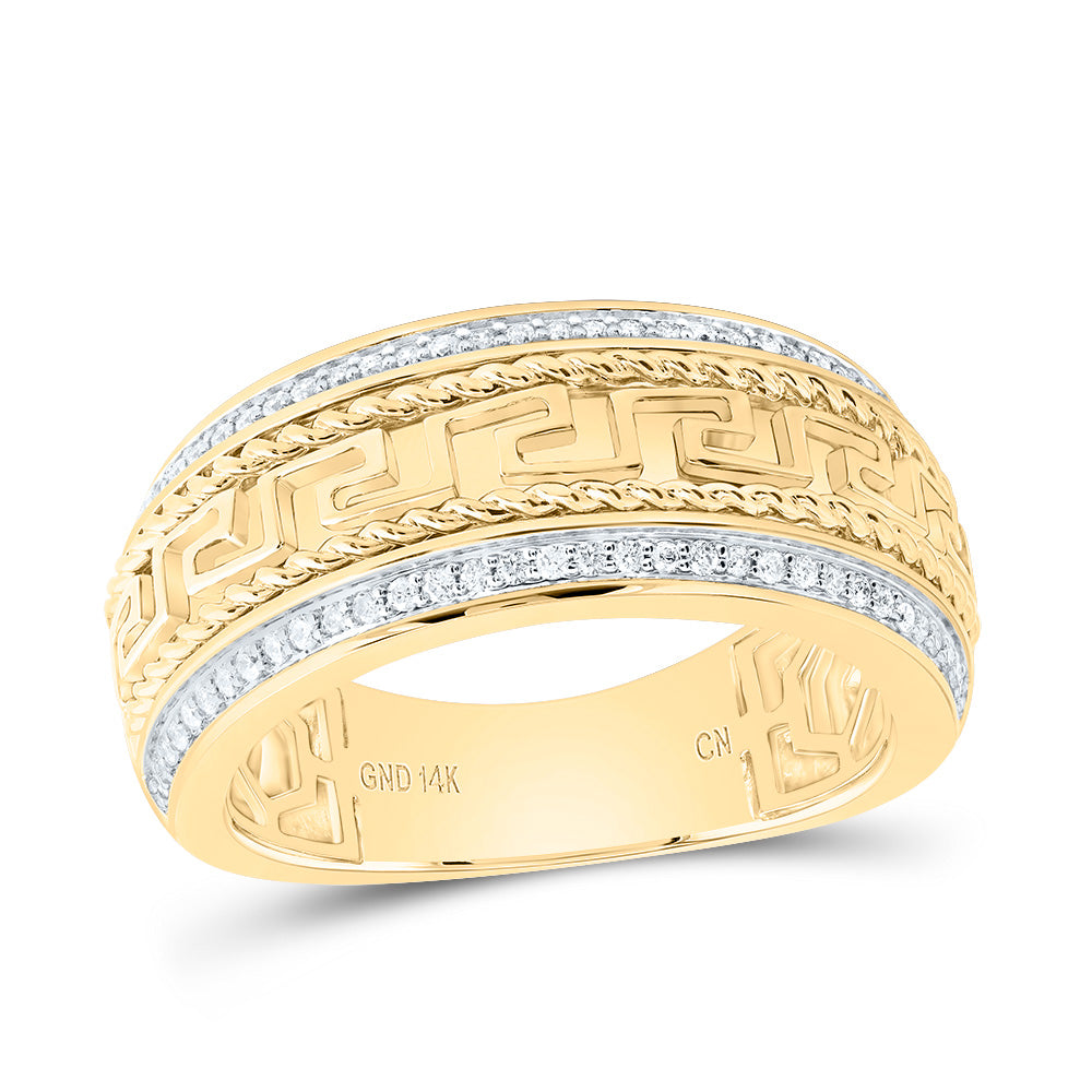 14K Yellow Gold 1/4 Ctw Natural Diamond Mens Band, Mens Size: 8-12