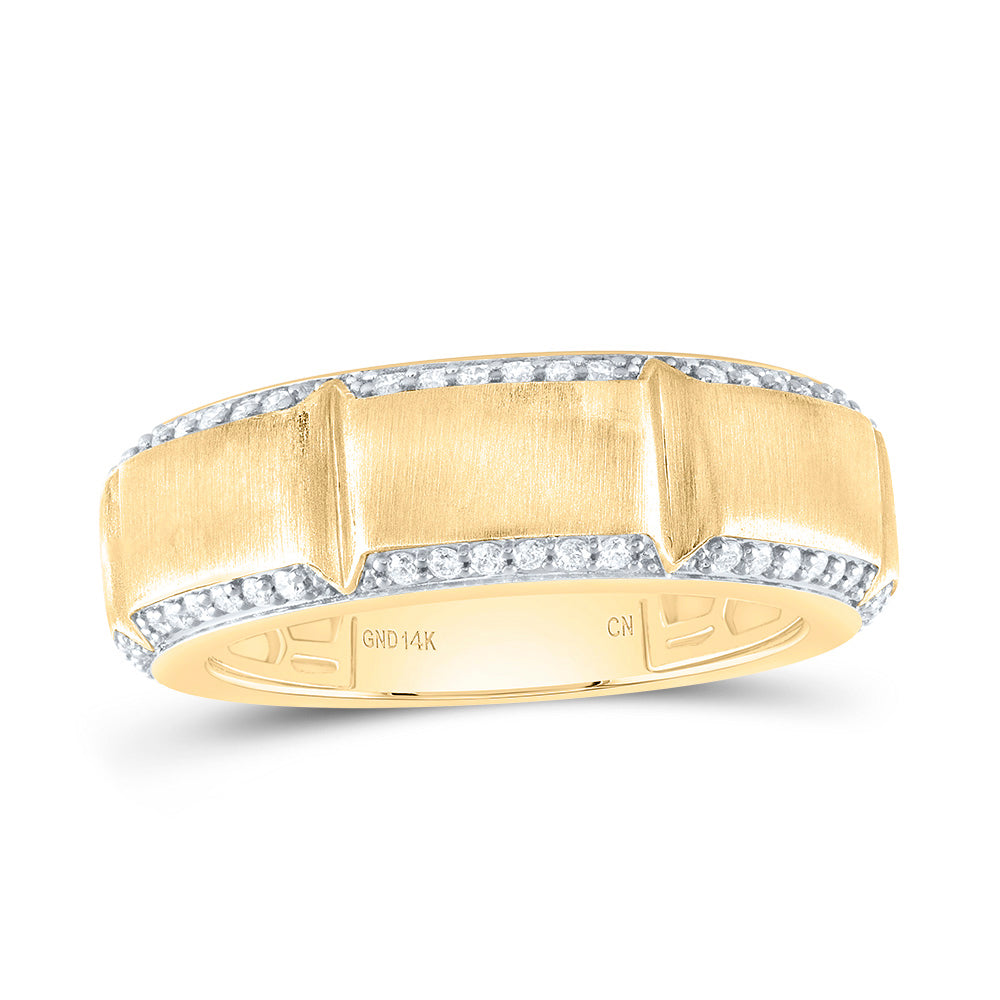 14kt Yellow Gold 3/8 Cttw Natural Diamond Mens Band, Men Size: 8-12