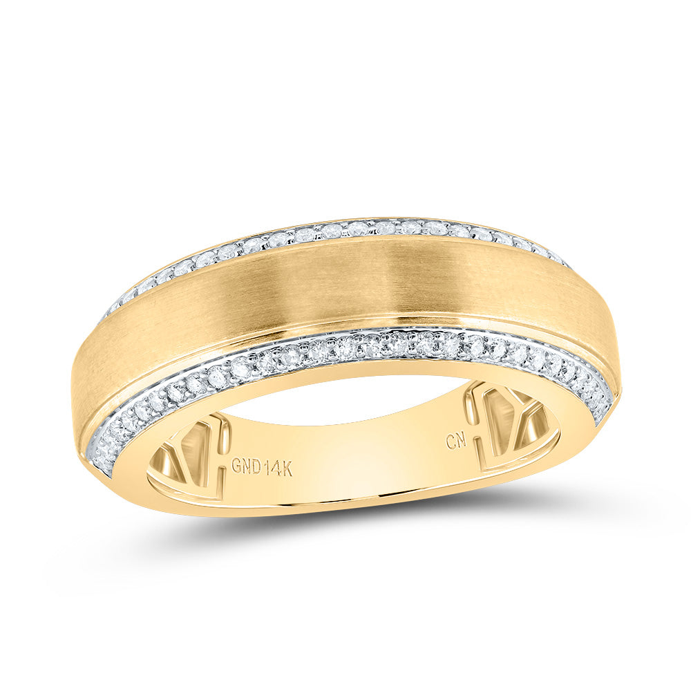 14kt Yellow Gold 3/8 Cttw Natural Diamond Mens Band, Men Size: 8-12