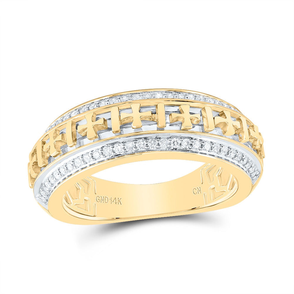 14kt Yellow Gold 1/3 Cttw Natural Diamond Mens Band, Men Size: 8-12