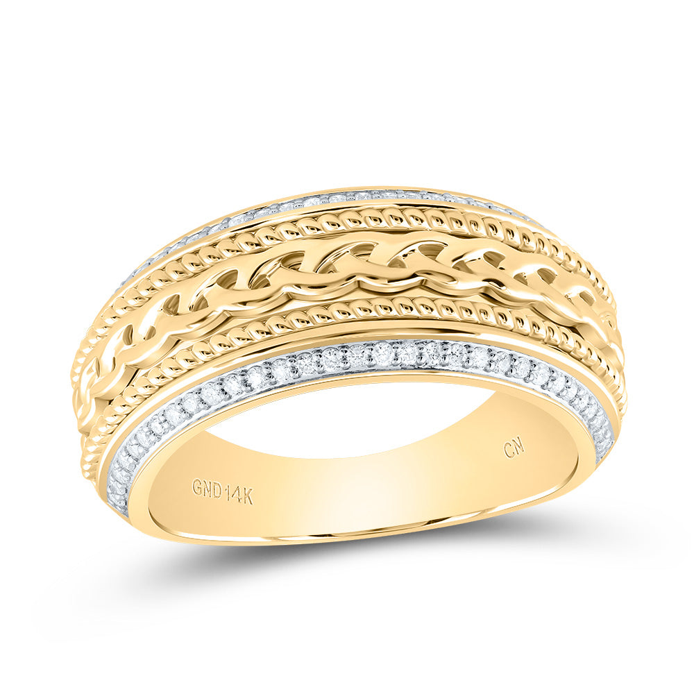 14kt Yellow Gold 1/3 Cttw Natural Diamond Mens Band, Men Size: 8-12