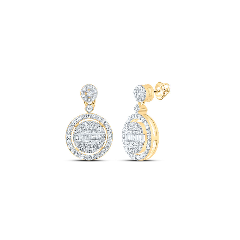 10kt Yellow Gold 1/2 Cttw Natural Diamond Round Dangling Earring
