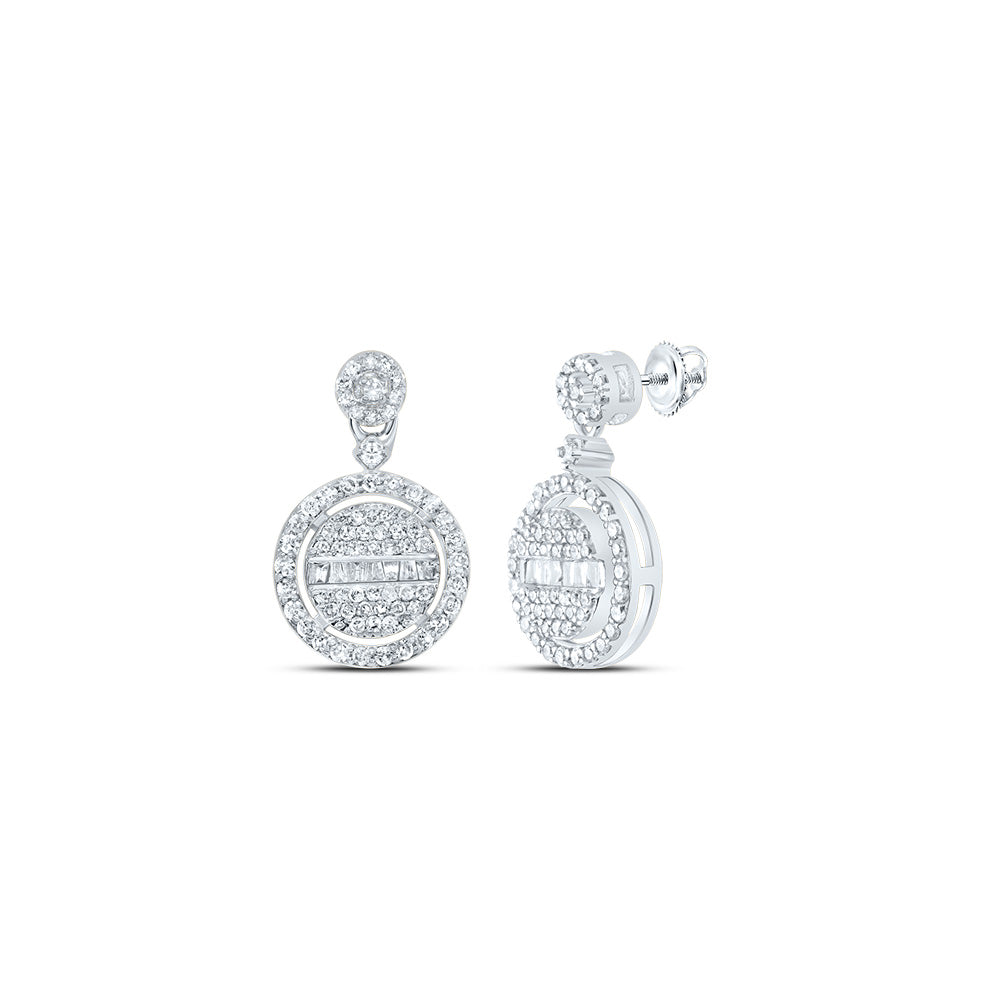 10kt White Gold 1/2 Cttw Natural Diamond Round Dangling Earring