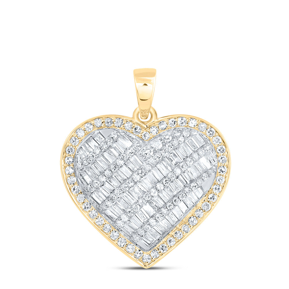 10kt Yellow Gold 5/8 Cttw Natural Diamond Fashion Heart Pendant