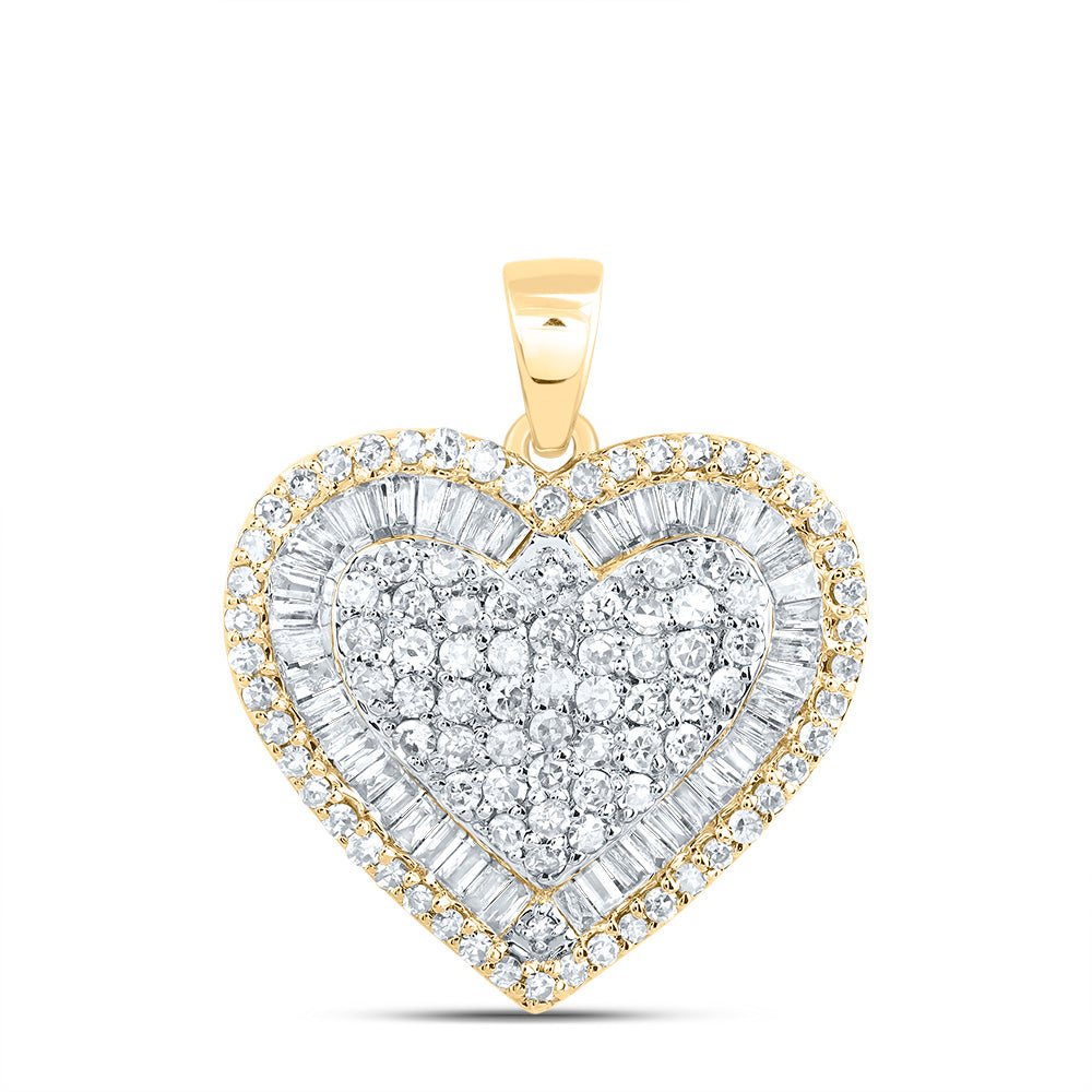 10kt Yellow Gold 1 Cttw Natural Diamond Fashion Heart Pendant