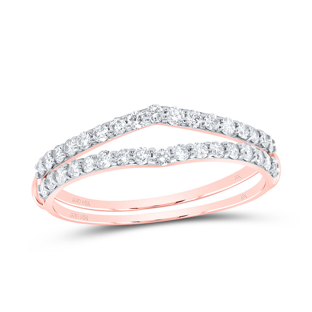 14kt Rose Gold 1/2 Cttw Natural Diamond Wedding Engagement Anniversary Enhancer Ring, Women Size: 5-9