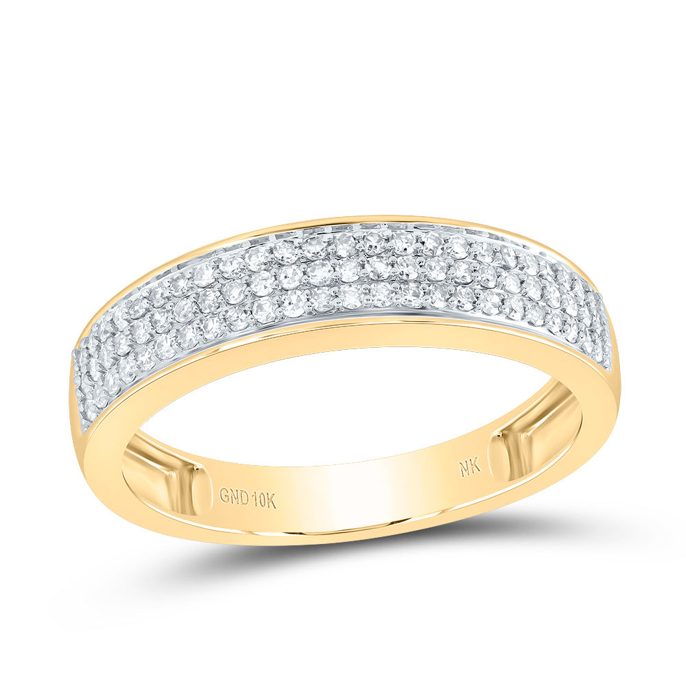 10kt Yellow Gold His & Hers 1 Cttw Natural Diamond Pear Bridal Wedding Ring Band Set, Women Size: 5-9, Men Size: 8-12