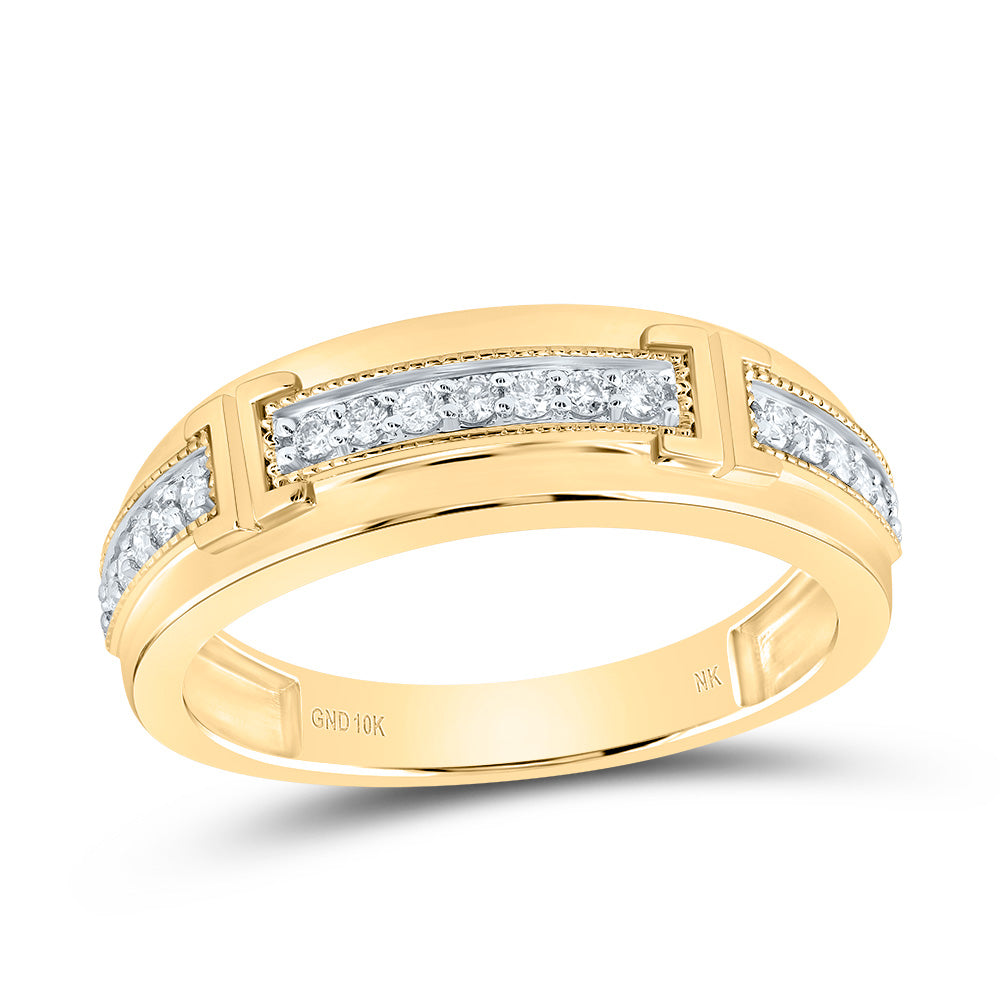 10kt Yellow Gold His & Hers 3/4 Cttw Natural Diamond Cushion Bridal Wedding Ring Band Set, Women Size: 5-9, Men Size: 8-12