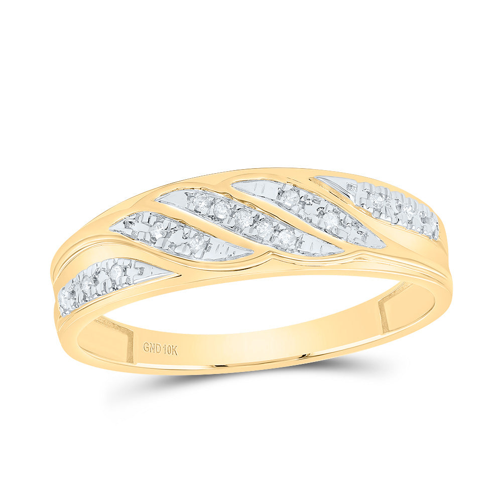 10kt Yellow Gold His & Hers 1/3 Cttw Natural Diamond Round Bridal Wedding Ring Band Set, Women Size: 5-9, Men Size: 8-12