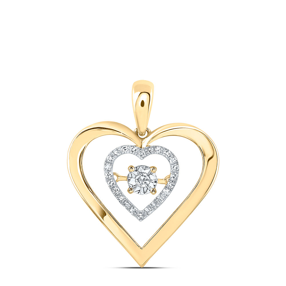 10K Yellow Gold 1/4 Ctw Natural Diamond Twinkle Diamond Heart Pendant