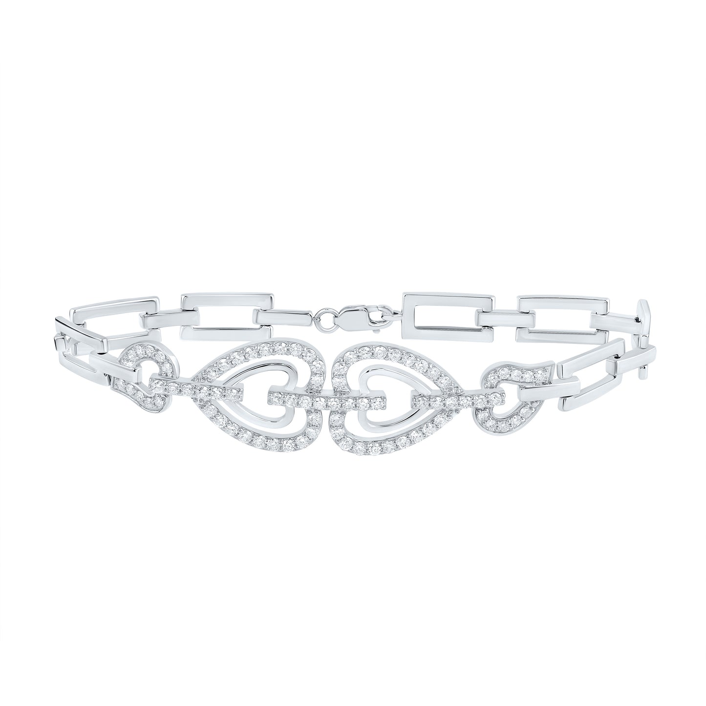 10kt Yellow Or White Or Rose Gold Natural Diamond Fashion Heart Bracelet, Length: 7 Inch