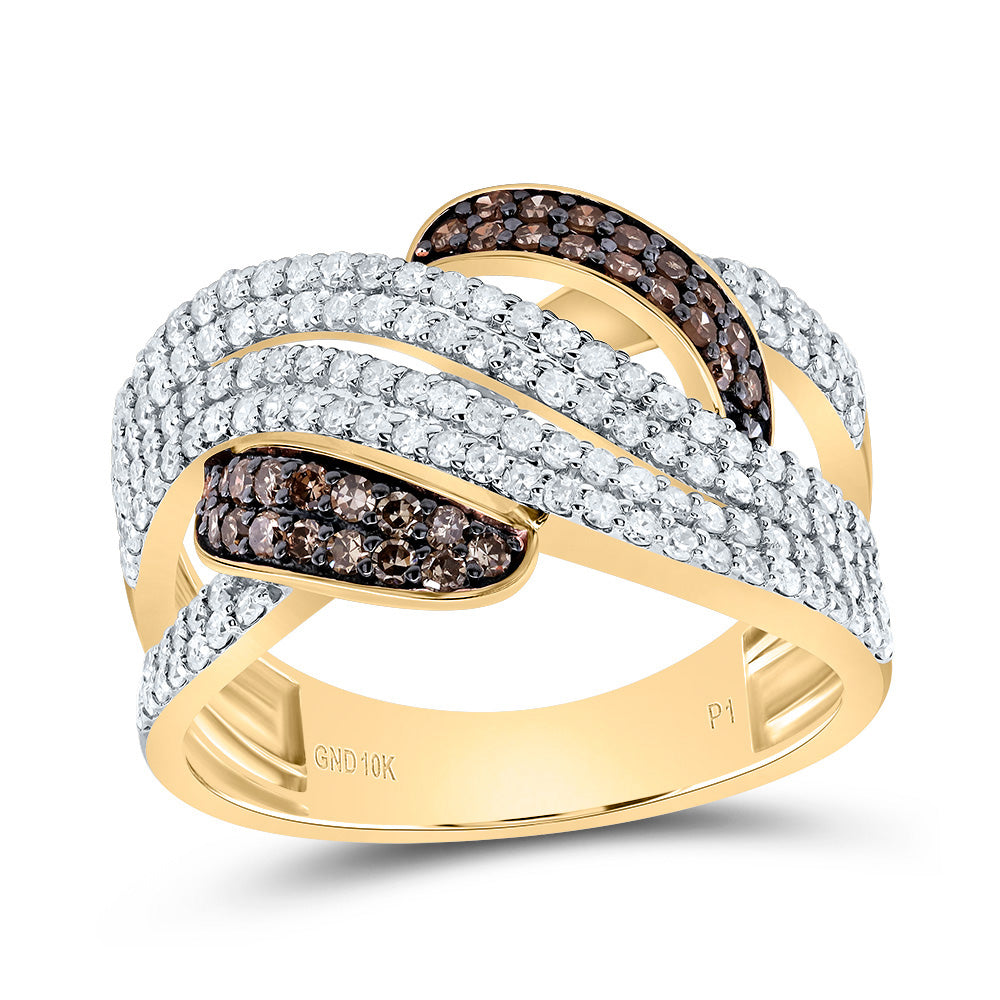 10kt Yellow Gold 7/8 Cttw Diamond Cognac Natural Wedding Engagement Anniversary Diamond Ring, Women Size: 5-9
