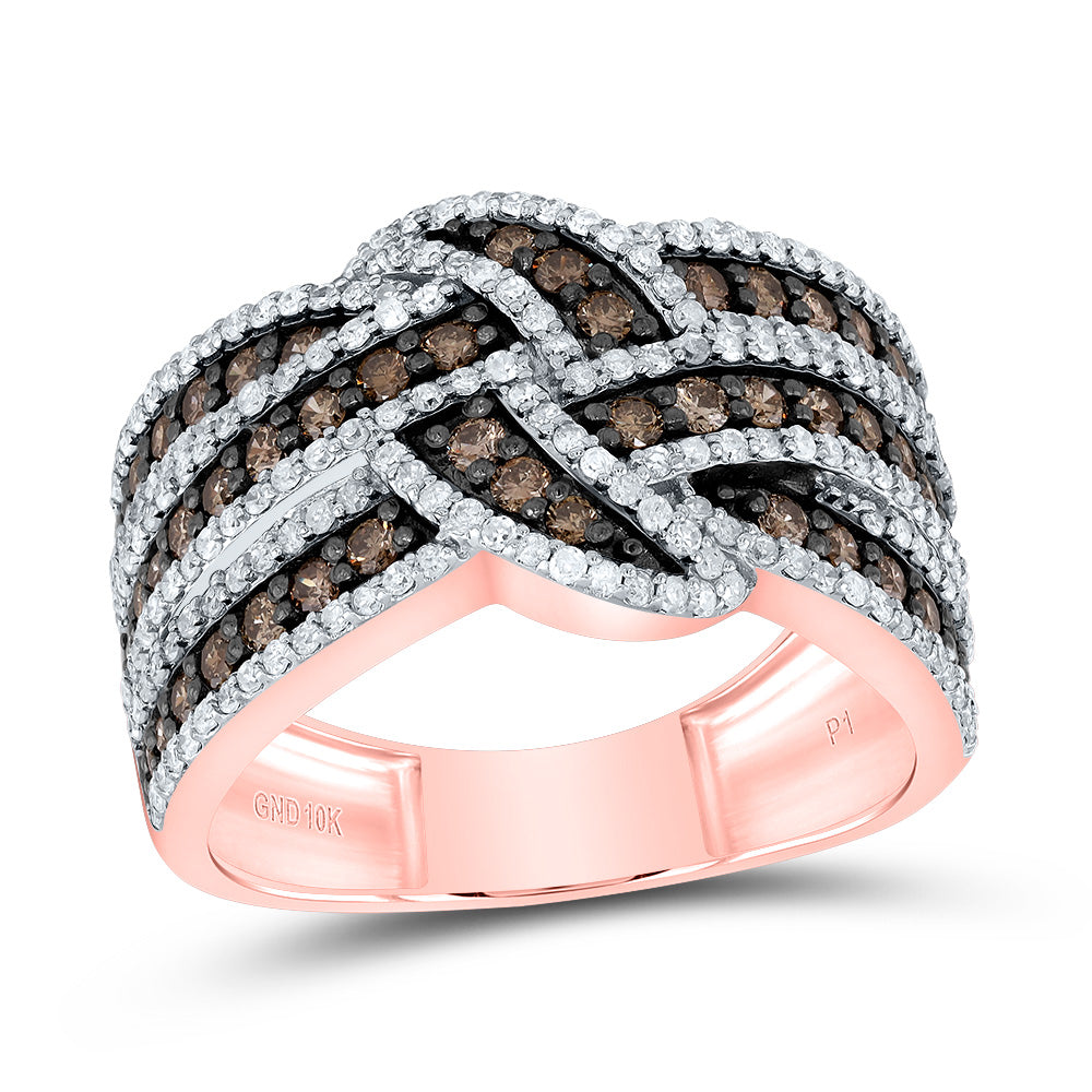 10kt Rose Gold 1 1/5 Cttw Diamond Cognac Natural Wedding Engagement Anniversary Diamond Ring, Women Size: 5-9