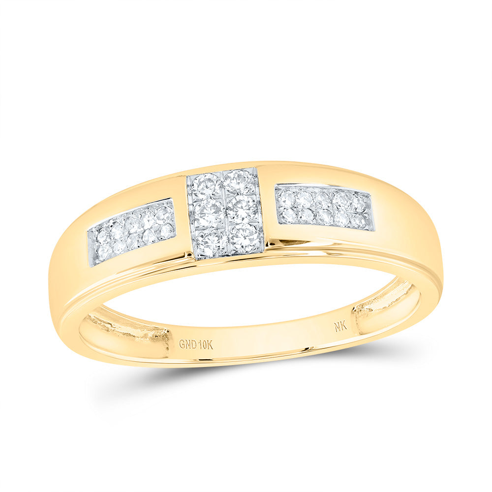 10kt Yellow Gold His & Hers 1/2 Cttw Diamond Round Bridal Wedding Ring Band Set, Women Size: 5-9, Men Size: 8-12