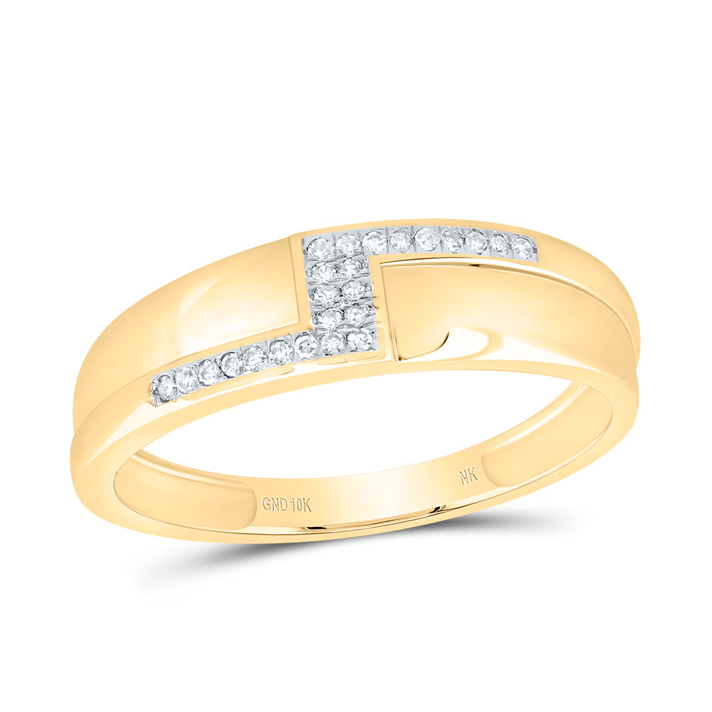 10kt Yellow Gold His & Hers 1/3 Cttw Diamond Round Bridal Wedding Ring Band Set, Women Size: 5-9, Men Size: 8-12