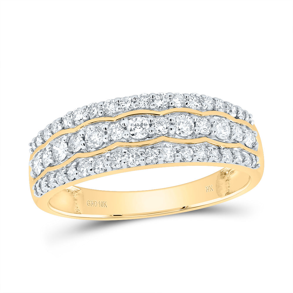 10kt Yellow Gold His & Hers 2 1/3 Cttw Diamond Round Bridal Wedding Ring Band Set, Women Size: 5-9, Men Size: 8-12