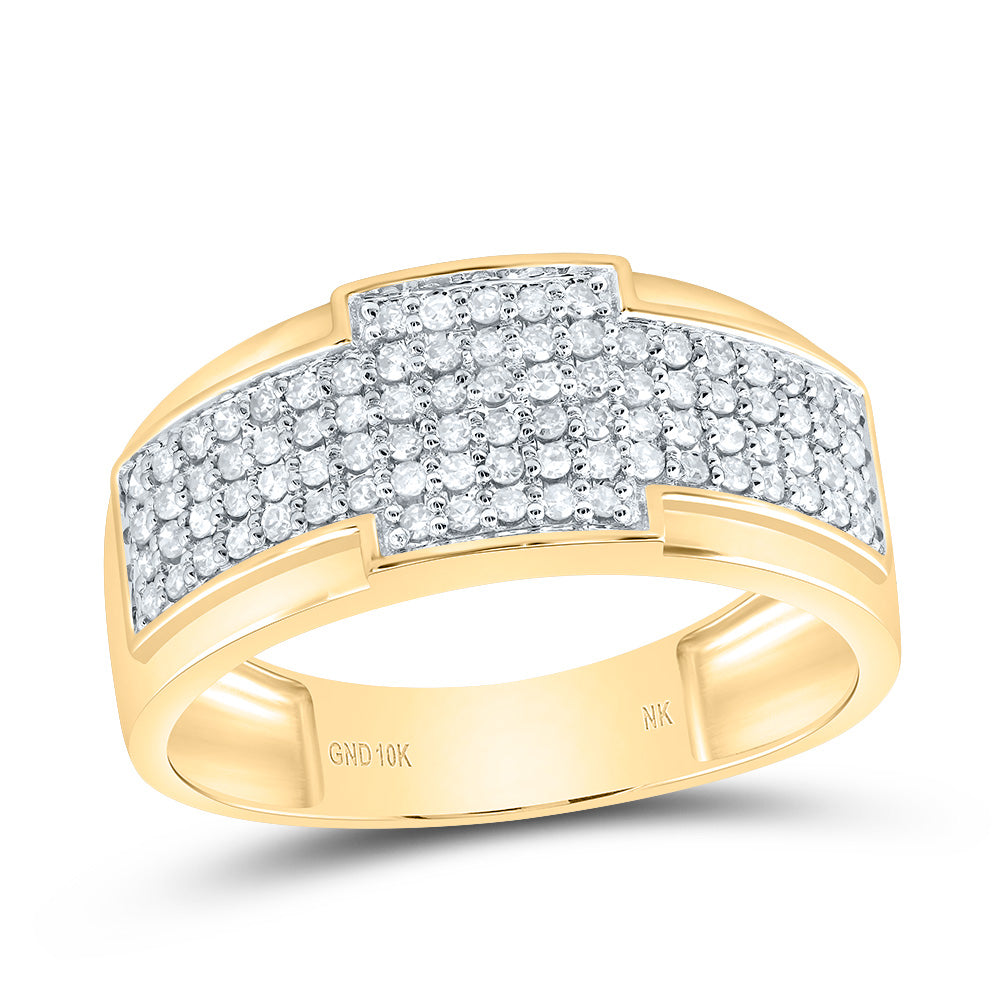 10kt Yellow Gold His & Hers 1 1/2 Cttw Diamond Square Bridal Wedding Ring Band Set, Women Size: 5-9, Men Size: 8-12