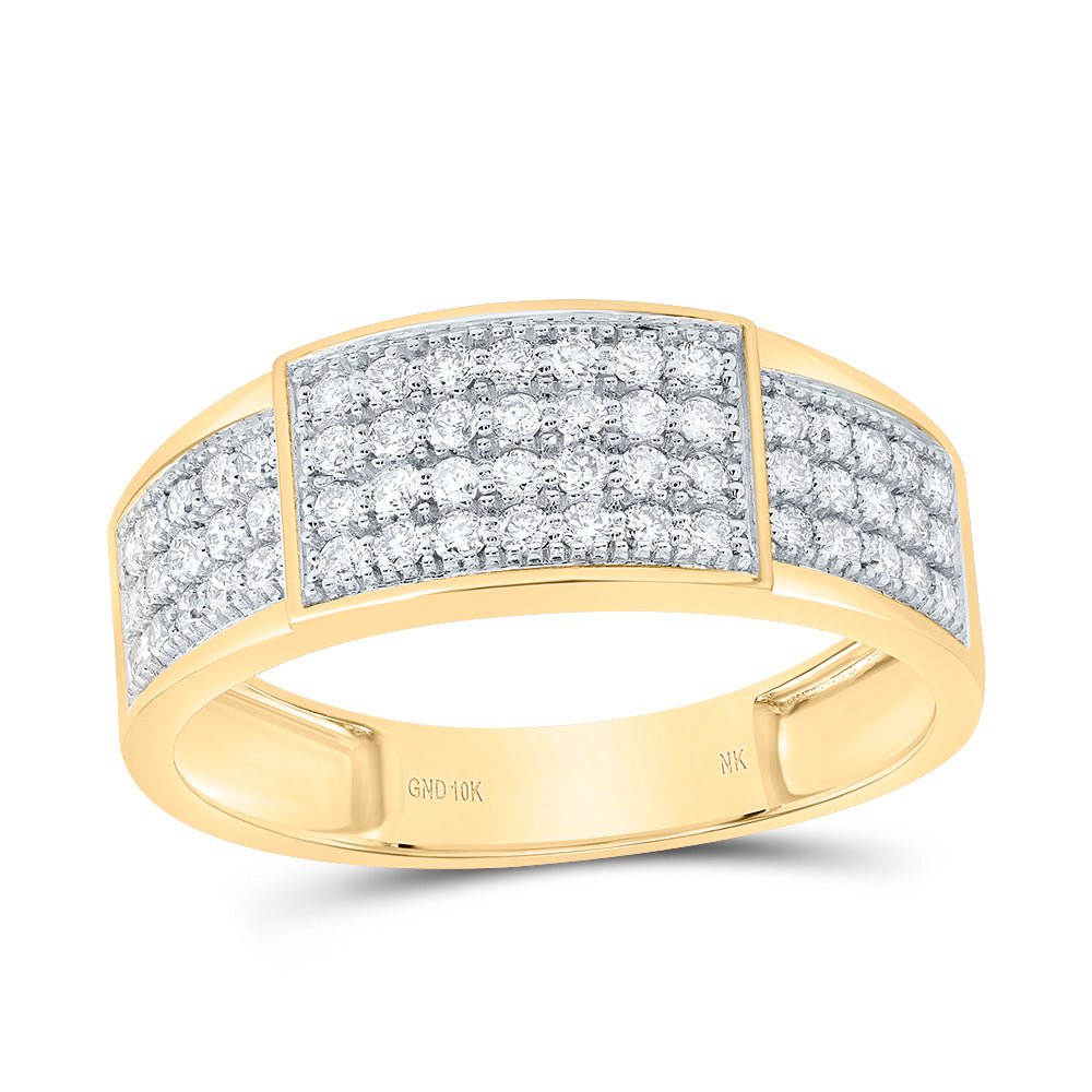 10kt Yellow Gold His & Hers 1 1/4 Cttw Diamond Round Bridal Wedding Ring Band Set, Women Size: 5-9, Men Size: 8-12