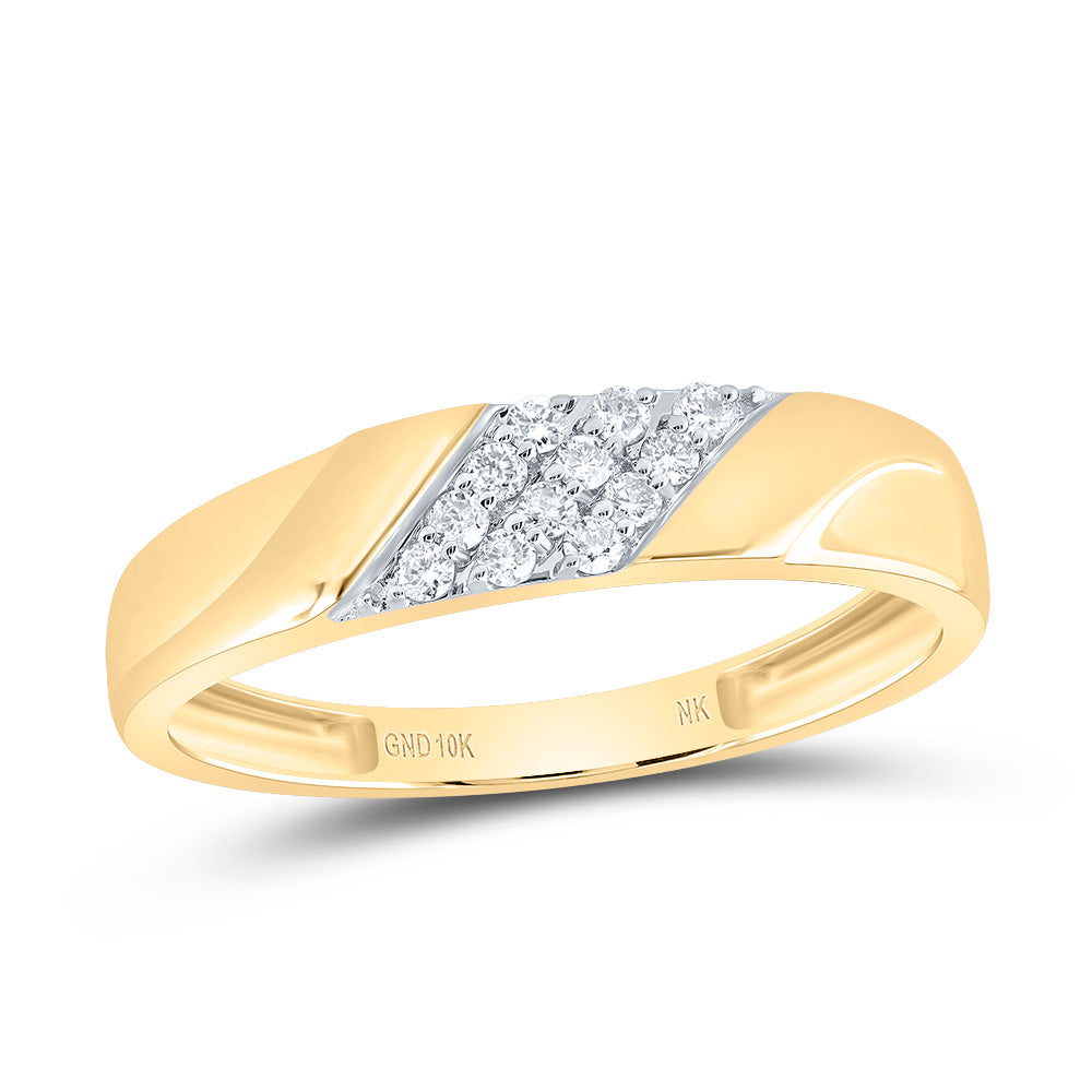 10kt Yellow Gold His & Hers 5/8 Cttw Diamond Square Bridal Wedding Ring Band Set, Women Size: 5-9, Men Size: 8-12