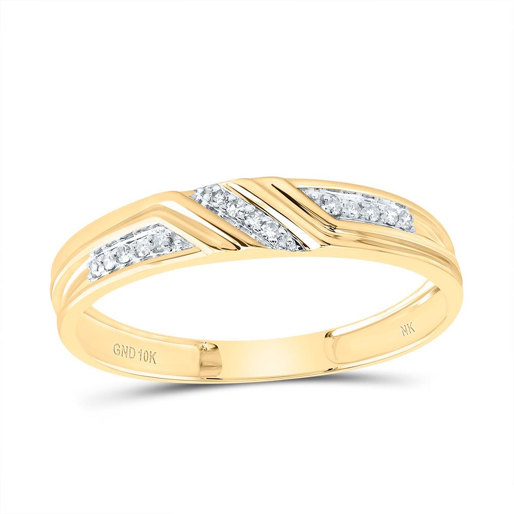 10kt Yellow Gold His & Hers 3/8 Cttw Diamond Round Bridal Wedding Ring Band Set, Women Size: 5-9, Men Size: 8-12